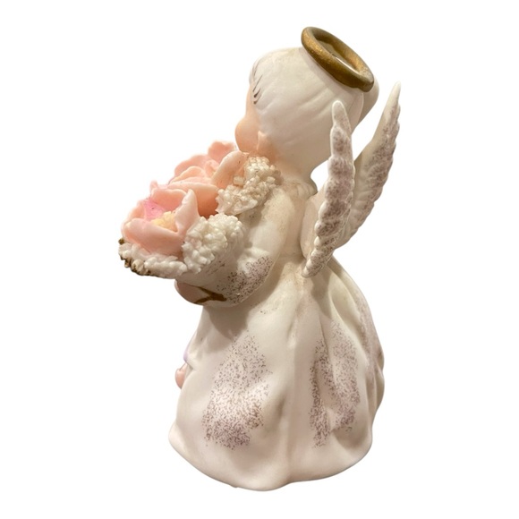 Lefton August Birthday Angel w/Roses & Purple Sash Bisque Finish #3332 Japan - Picture 5 of 14